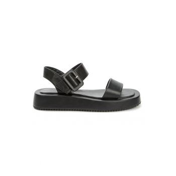 Sandale wedge de piele ecologica