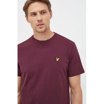 Lyle & Scott tricou din bumbac culoarea violet, neted