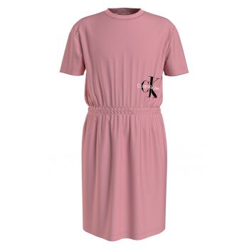 Rochie evazata din amestec de bumbac organic cu imprimeu logo