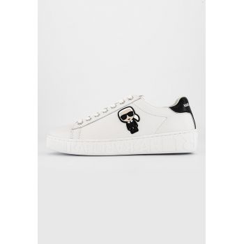 Pantofi sport low-top din piele cu aplicatie logo cauciucata