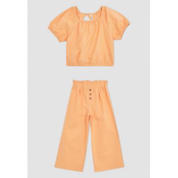 Set de pantaloni culotte si tricout cu maneci reglan