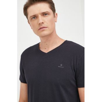 Gant tricou din bumbac (2-pack) culoarea negru, neted