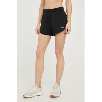 P.E Nation pantaloni scurți de alergare In Play femei, culoarea negru, cu imprimeu, high waist