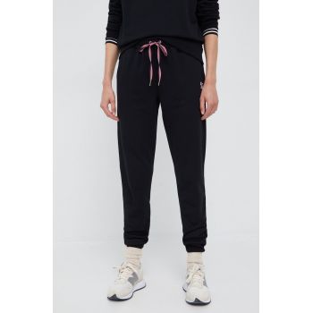 PS Paul Smith pantaloni de trening din bumbac femei, culoarea negru, neted de firma original
