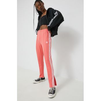 adidas Originals pantaloni de trening Adicolor femei, culoarea roz, cu imprimeu