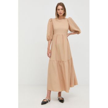 Notes du Nord rochie culoarea bej, maxi, evazati de firma originala