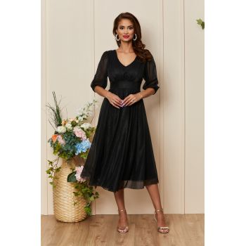 Rochie de ocazie din voal cu glitter Nicolette Neagra
