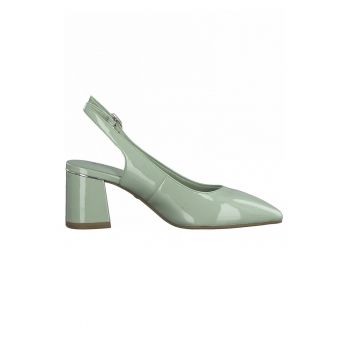 Pantofi slingback de piele ecologica cu varf ascutit si aspect lacuit Pantofi slingback de piele ecologica cu varf ascutit si aspect lacuit