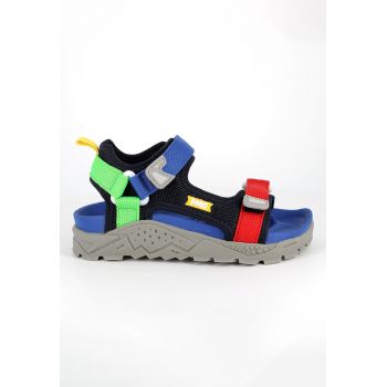 Sandale cu model colorblock si inchidere velcro
