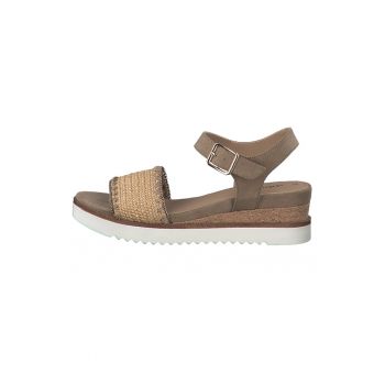Sandale cu talpa wedge si insertii din piele ecologica Sandale cu talpa wedge si insertii din piele ecologica