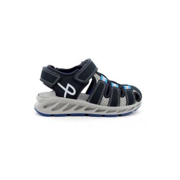 Sandale de piele ecologica si material textil cu velcro Sandale de piele ecologica si material textil cu velcro