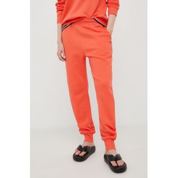 G-Star Raw pantaloni de trening femei, culoarea portocaliu, neted