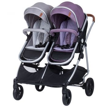 Carucior gemeni Chipolino Duo Smart 2 in 1 anthracite lilac de firma original