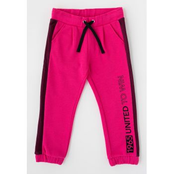 Pantaloni sport de bumbac cu imprimeu text