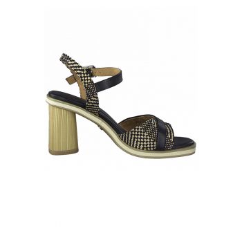 Sandale de piele cu detalii tesute din material textil Sandale de piele cu detalii tesute din material textil