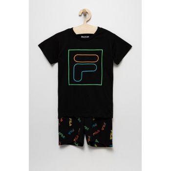 Fila pijama copii culoarea negru, cu imprimeu