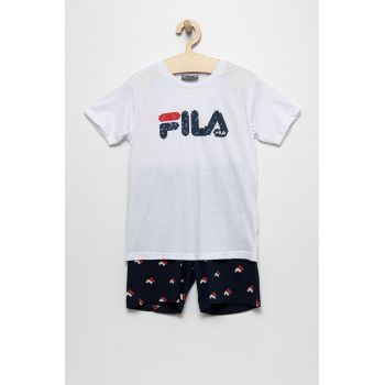 Fila pijamale de bumbac pentru copii culoarea albastru marin, cu imprimeu