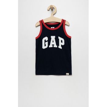 GAP top din bumbac pentru copii culoarea albastru marin, cu imprimeu