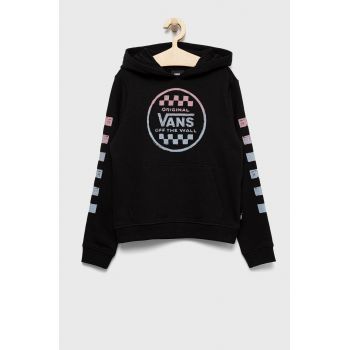 Vans hanorac de bumbac pentru copii culoarea negru, cu imprimeu