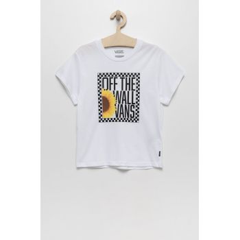 Vans tricou de bumbac pentru copii culoarea alb