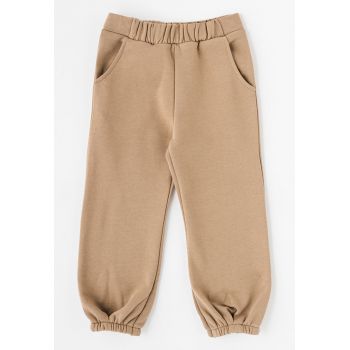 Pantaloni sport de bumbac organic cu mansete elastice