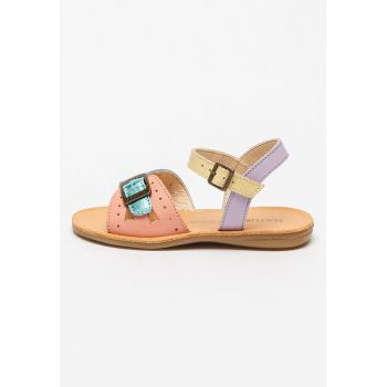 Sandale colorblock de piele cu bareta cu catarama Bass Sandale colorblock de piele cu bareta cu catarama Bass