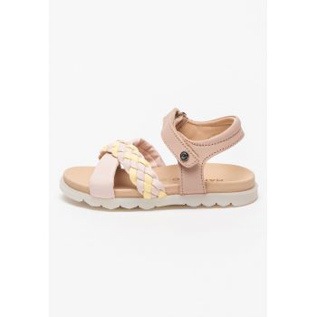 Sandale de piele cu velcro si bareta impletita Russet Sandale de piele cu velcro si bareta impletita Russet