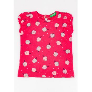 Tricou cu imprimeu si maneci bufante
