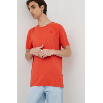 G-Star Raw tricou din bumbac culoarea portocaliu, neted