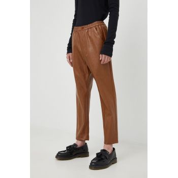 Drykorn pantaloni de lana barbati, culoarea maro, mulata de firma originali