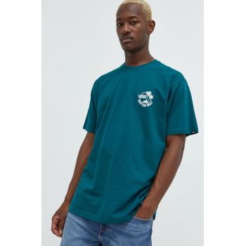 Vans tricou din bumbac culoarea verde, cu imprimeu