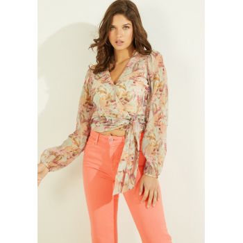 Bluza crop cu imprimeu floral