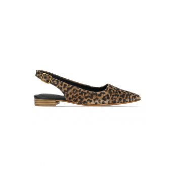 Pantofi slingback de piele intoarsa cu animal print Laina