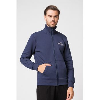 Bluza sport regular fit cu fermoar scurt si logo brodat la reducere