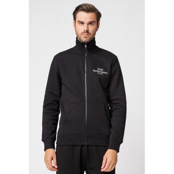 Bluza sport regular fit cu fermoar scurt si logo brodat de firma original