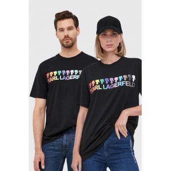 Karl Lagerfeld tricou din bumbac culoarea negru, cu imprimeu