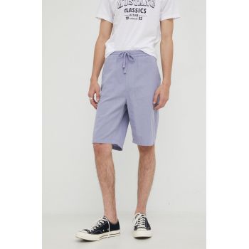 Lee pantaloni scurți din amestec de in Relaxed Drawstring S Misty Lilac barbati, culoarea violet