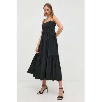 Notes du Nord rochie culoarea negru, midi, evazati