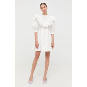 Custommade rochie din bumbac culoarea alb, mini, evazati de firma originala