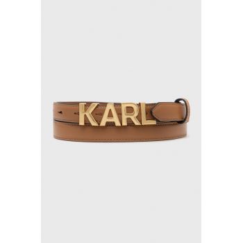Karl Lagerfeld curea de piele femei, culoarea maro