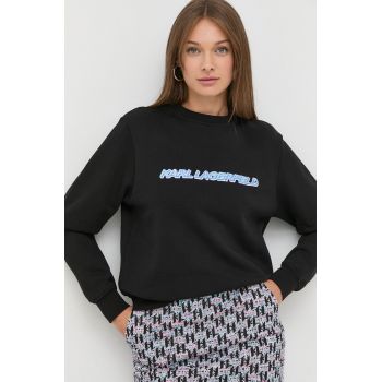 Karl Lagerfeld hanorac de bumbac femei, culoarea negru, cu imprimeu