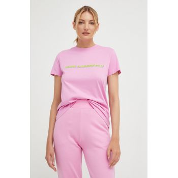 Karl Lagerfeld tricou din bumbac culoarea roz