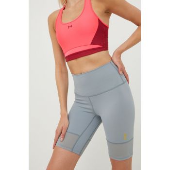 P.E Nation pantaloni scurți de antrenament Full Count femei, culoarea gri, neted, high waist