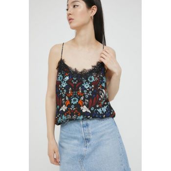 Superdry bluza femei, culoarea negru, in modele florale ieftina