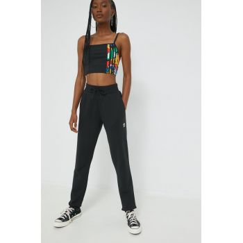 adidas Originals pantaloni de trening femei, culoarea negru, neted