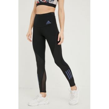 adidas Performance leggins de alergare Adizero femei, culoarea negru, cu imprimeu