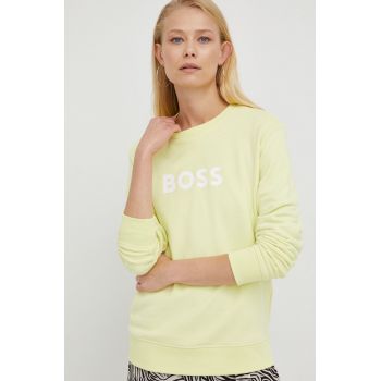 BOSS hanorac de bumbac femei, culoarea verde, cu imprimeu 50468357 de firma original