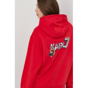 Karl Lagerfeld bluza culoarea rosu, cu imprimeu