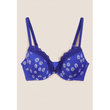Sutien cu model floral si aplicatii din dantela