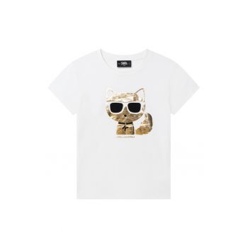 Tricou din amestec de modal cu imprimeu logo metalizat